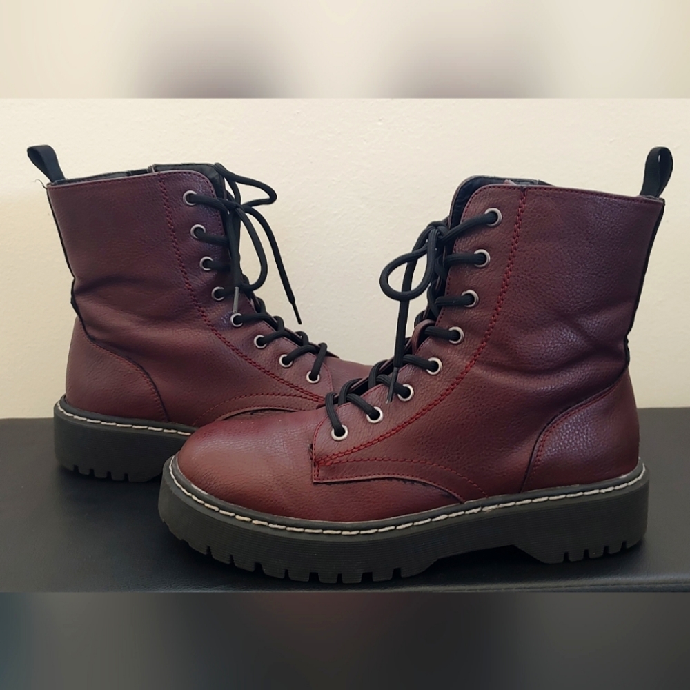 Sincerely Jules Maroon Combat Boot
